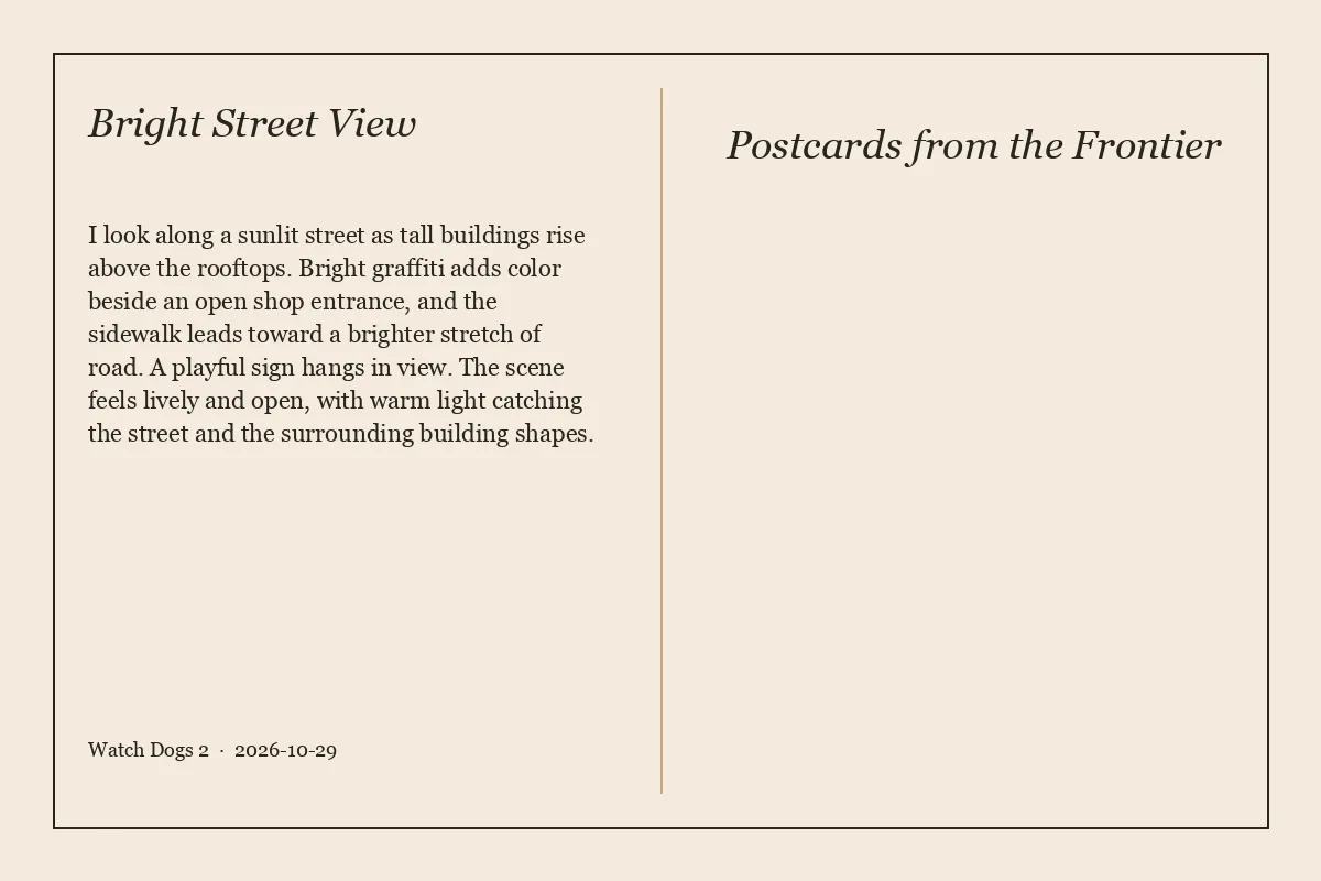 Back of the postcard titled Bright Street View